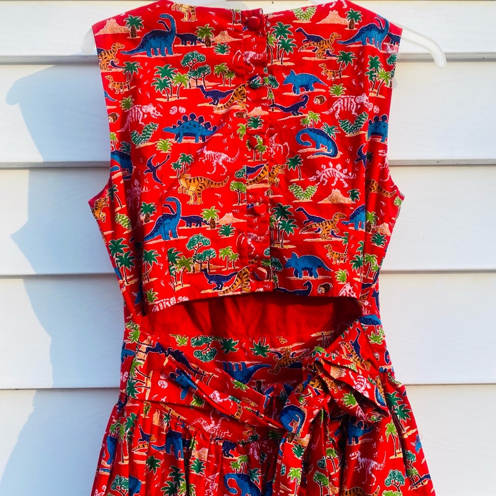 Red Dinosaur Print Dress